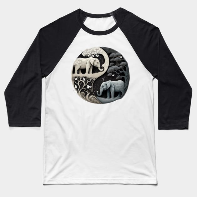 Elephants Baseball T-Shirt by aicharactersart